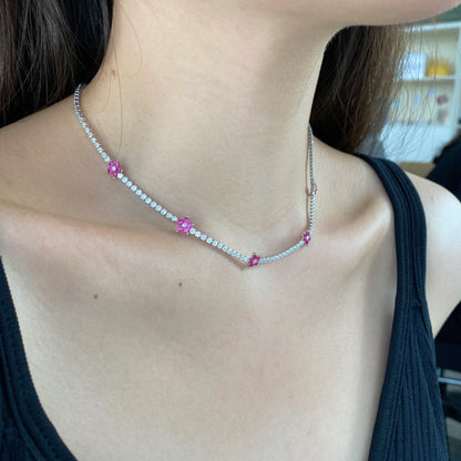 [Amore Jewels]Luxurious Colorful Flower Tennis Necklace