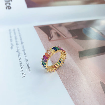 [Amore Jewels]Unique Colorful Radiant Cut RIng