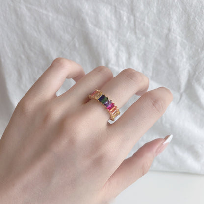 [Amore Jewels]Unique Colorful Radiant Cut RIng