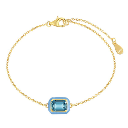 [Amore Jewels]2.0 Carat Sparkling Colorful Emerald Cut Daily Bracelet
