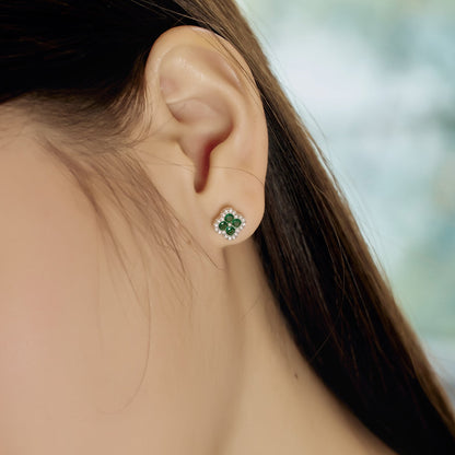 [Amore Jewels]Four-Leaf Clover Flower Shaped Earrings