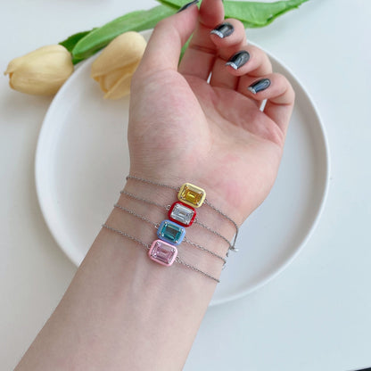 [Amore Jewels]2.0 Carat Sparkling Colorful Emerald Cut Daily Bracelet