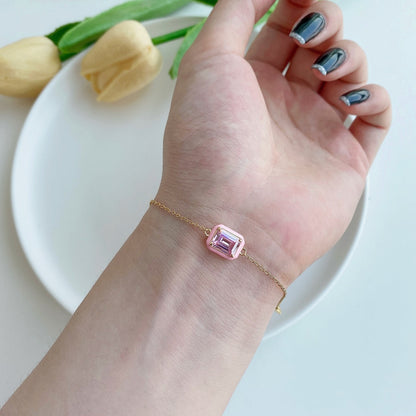 [Amore Jewels]2.0 Carat Sparkling Colorful Emerald Cut Daily Bracelet