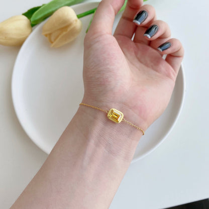 [Amore Jewels]2.0 Carat Sparkling Colorful Emerald Cut Daily Bracelet
