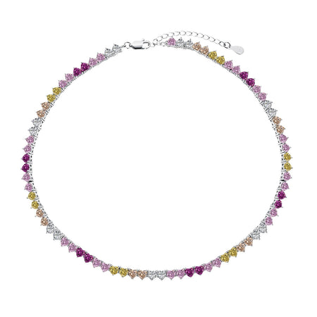 [Amore Jewels]Sparkling Colorful Full Heart Tennis Necklace