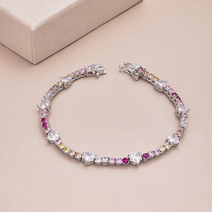 [Amore Jewels]Romantic Heart Shape Round Cut Lover Bracelet