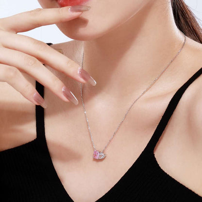 [Amore Jewels]Dazzling Square & Heart Shape Necklace