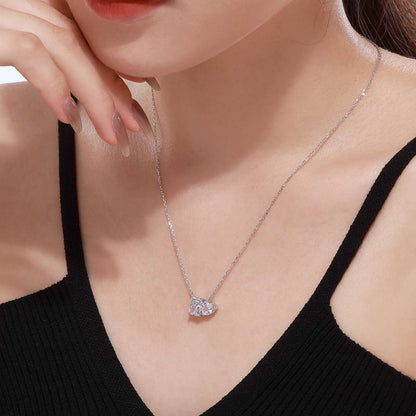 [Amore Jewels]Dazzling Square & Heart Shape Necklace