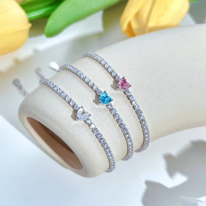 [Amore Jewels]0.5 Carat Elegant Romantic Heart Shape Lover Bracelet