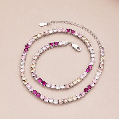 [Amore Jewels]Delicate Colorful Tennis Necklace