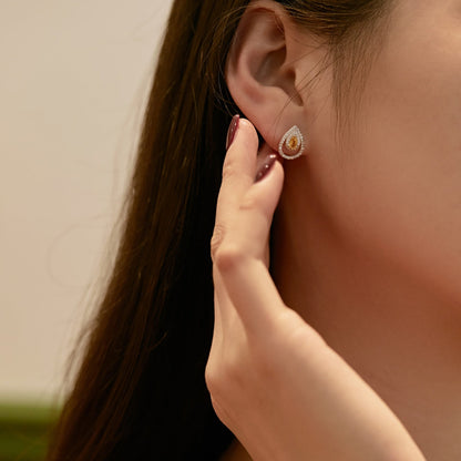 [Amore Jewels]Sparkling Delicate Water Drop Shape Daily Earrings