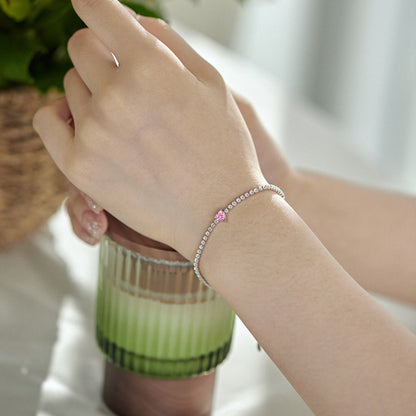 [Amore Jewels]0.5 Carat Elegant Romantic Heart Shape Lover Bracelet