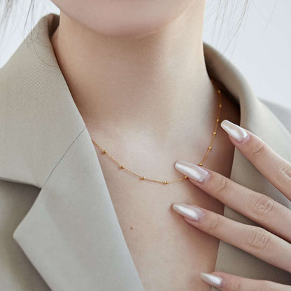 [Amore Jewels]Small Bead Clavicle Chain Simple Necklace