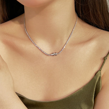 [Amore Jewels]Delicate Round Shape Tennis Necklace