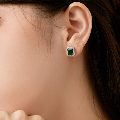 [Amore Jewels]Luxurious Dainty Emerald Cut Banquet Earrings