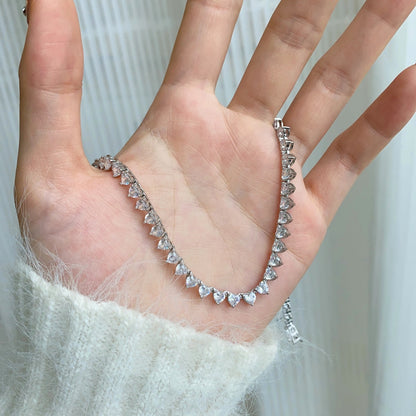 [Amore Jewels]Ornate Heart Cut Tennis Necklace