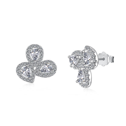 [Amore Jewels]Ornate Flower Shape Pear Cut Lover Earrings