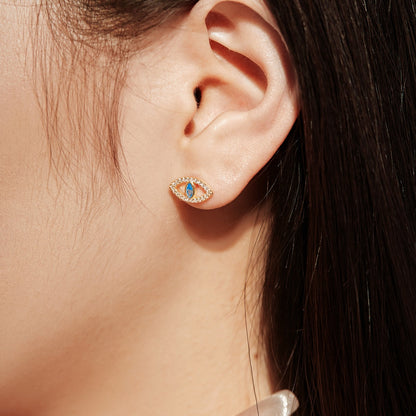 [Amore Jewels]Blue Devil Eyes Hollow Stud Earrings