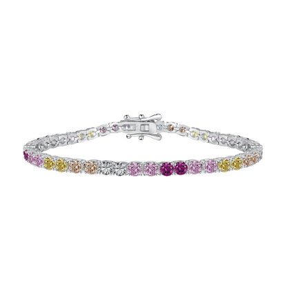 [Amore Jewels]Radiant Colorful Round Cut Tennis Bracelet