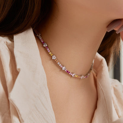 [Amore Jewels]Delicate Colorful Rainbow Tennis Chain