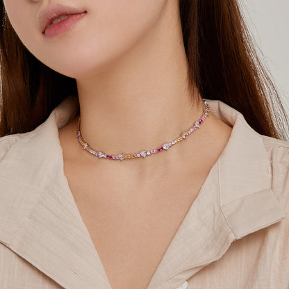 [Amore Jewels]Delicate Colorful Rainbow Tennis Chain