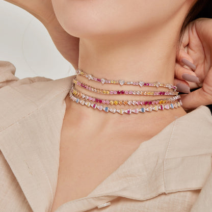 [Amore Jewels]Delicate Colorful Rainbow Tennis Chain