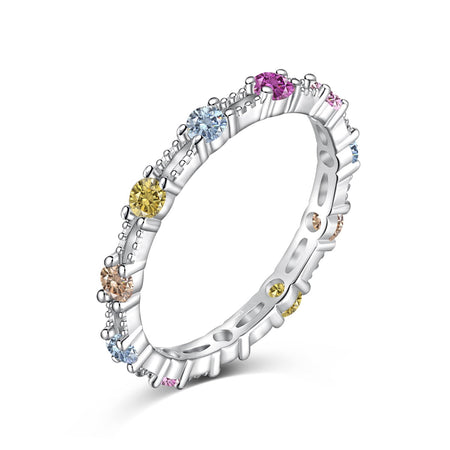 [Amore Jewels]Sparkling Colorful Round Cut Tennis Ring