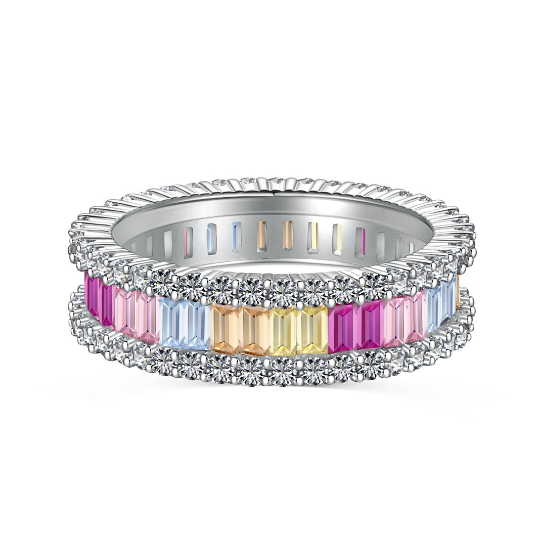 [Amore Jewels]Dainty Kaleidoscopic Emerald Cut Daily Ring