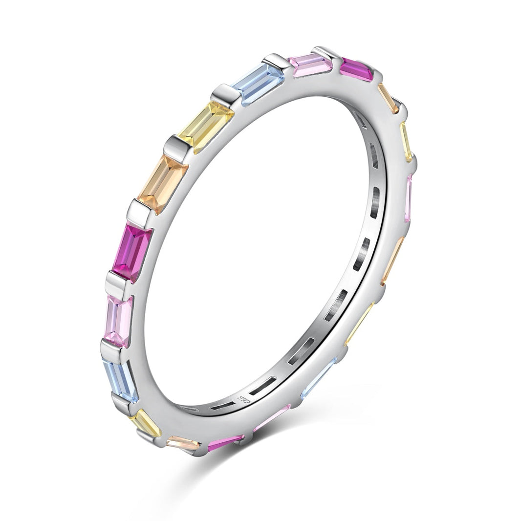 [Amore Jewels]Exquisite Multicolored Emerald Cut Daily Ring