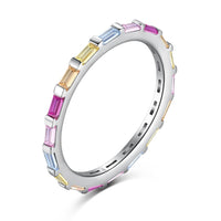 [Amore Jewels]Exquisite Multicolored Emerald Cut Daily Ring
