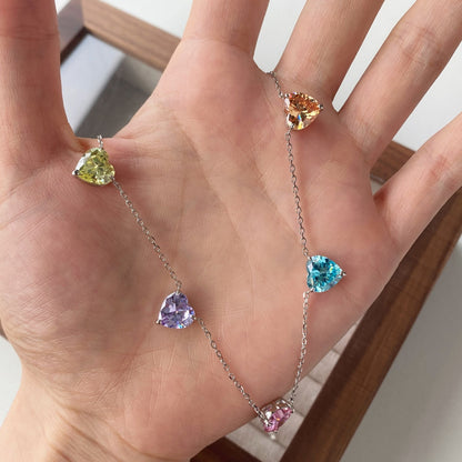 [Amore Jewels]Sparkling Colorful Heart Cut Necklace