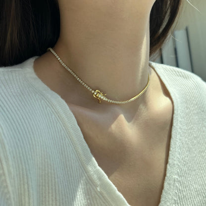[Amore Jewels]Delicate Round Shape Tennis Necklace