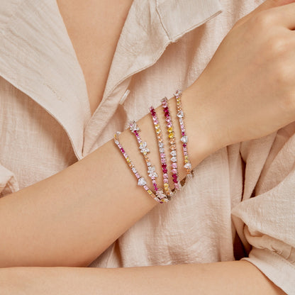 [Amore Jewels]Romantic Heart Shape Round Cut Lover Bracelet