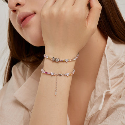 [Amore Jewels]Romantic Heart Shape Round Cut Lover Bracelet