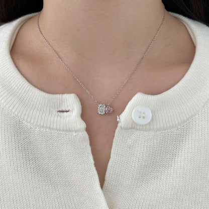 [Amore Jewels]Dazzling Square & Heart Shape Necklace