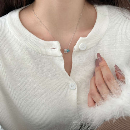[Amore Jewels]Dazzling Square & Heart Shape Necklace