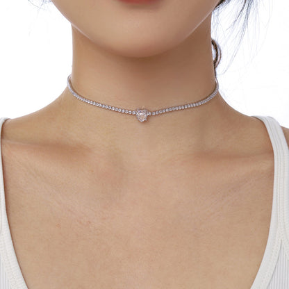 [Amore Jewels]2.0 Carat Sparkling Tennis Heart Cut Necklace
