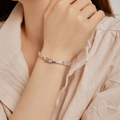 [Amore Jewels]Ornate Colorful Butterfly Shape Round Cut Daily Bracelet