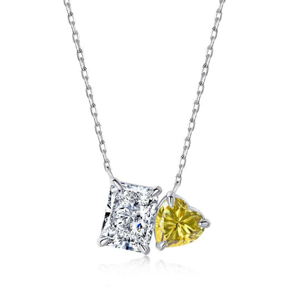 [Amore Jewels]Dazzling Square & Heart Shape Necklace