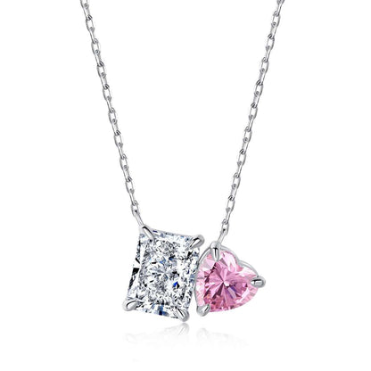 [Amore Jewels]Dazzling Square & Heart Shape Necklace