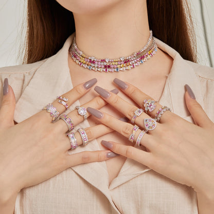[Amore Jewels]Dazzling Colorful Radiant Cut Party Ring