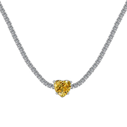 [Amore Jewels]2.0 Carat Sparkling Tennis Heart Cut Necklace