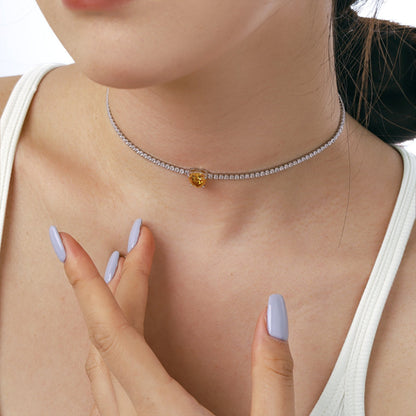 [Amore Jewels]2.0 Carat Sparkling Tennis Heart Cut Necklace