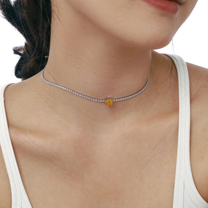 [Amore Jewels]2.0 Carat Sparkling Tennis Heart Cut Necklace