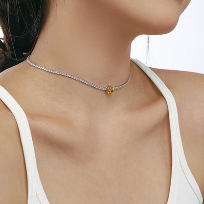 [Amore Jewels]2.0 Carat Sparkling Tennis Heart Cut Necklace