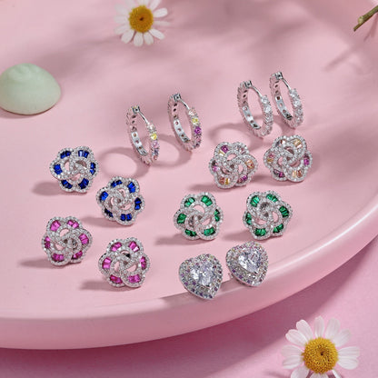 [Amore Jewels]Radiant Colorful Round Cut Earrings