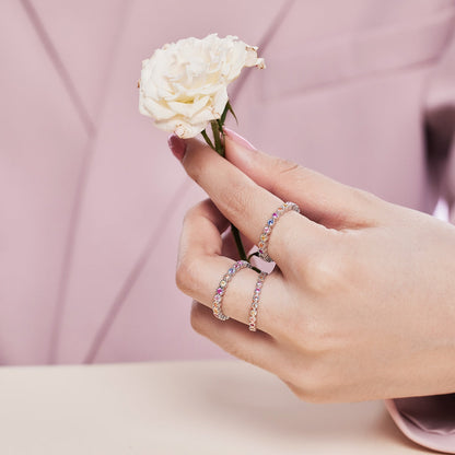 [Amore Jewels]Sparkling Colorful Round Cut Tennis Ring