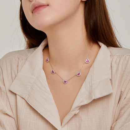 [Amore Jewels]Sparkling Five Heart Necklace