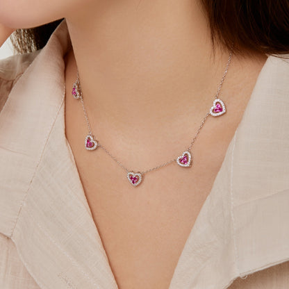 [Amore Jewels]Sparkling Five Heart Necklace