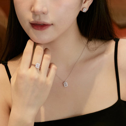 [Amore Jewels]1.0 Carat Luxurious Dainty Emerald Cut Daily Earrings
